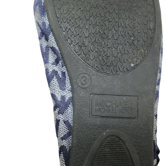 Michael Kors Fairleys Girls Sz 3 Silver Blue Logo Ankle Strap Ballet Flats Shoes - Picture 12 of 12